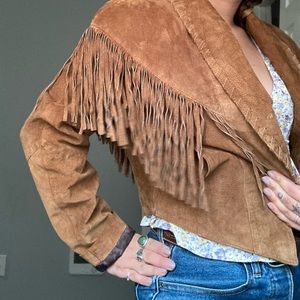 Marie Claire Vintage Fringe Leather Jacket